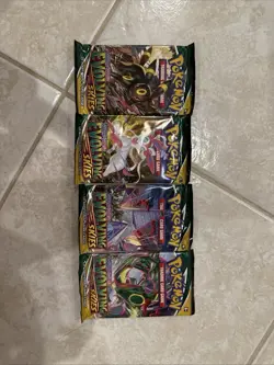Pokemon TCG: Evolving Skies Booster Pack Sealed Full Art Set (4 Packs) - Image 1