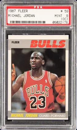 1987 FLEER #59 MICHAEL JORDAN PSA 9 OC - Image 1
