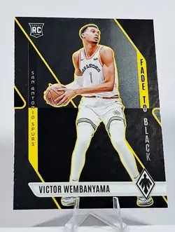 2023-24 Panini Phoenix Victor Wembanyama Rookie Card Fade To Black Insert Spurs! - Image 3