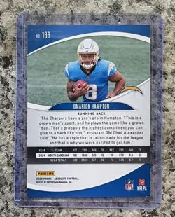 Omarion Hampton Autographed Los Angeles Chargers On Card AUTO #166 (RC) AU - Image 2