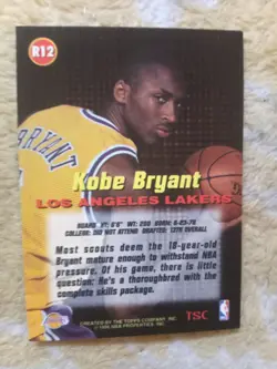 Topps Stadium Club 1996 Kobe Bryant Los Angeles Lakers Rookie Card #R12 - Image 2