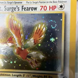Pokemon TCG Lt. Surge's Fearow Card 7/132 Gym Heroes Holo swirl 🌀 - Image 3
