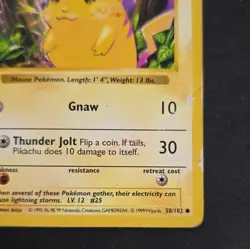 Pokemon TCG Pikachu 58/102 Base Set Shadowless First Edition HP English - Image 5