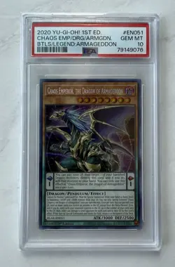 Yugioh PSA 10 Chaos Emperor Dragon 1st Edition Armageddon BLAR Secret Rare Gem! - Image 1