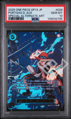 One Piece TCG Portgas D. Ace EB02-028 Special Art OP13 - PSA 10 Japanese - Image 1