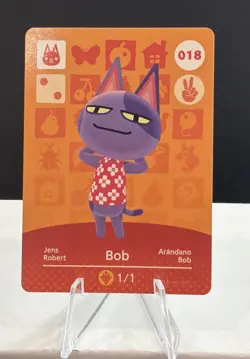 #018 BOB - Animal Crossing Amiibo Card - Authentic Series 1 NM - Image 1