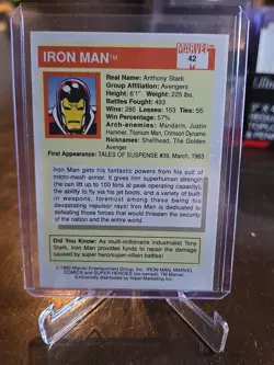 1990 MARVEL COMICS CARD SUPER HEROES IRON MAN #42 - Image 2
