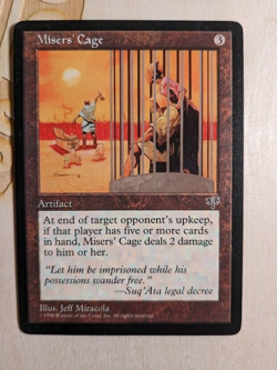 MTG - Miser's Cage - Mirage - Rare - Artifact - Excellent / Near Mint - Image 1