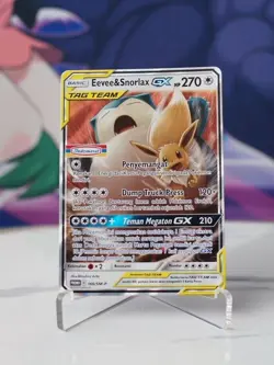 Eevee & Snorlax GX 166/SM-P Pokemon Card Indonesia Promo Indomaret MINT - Image 1