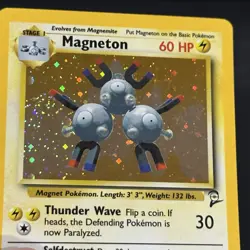 2000 Pokemon MAGNETON Base Set 2 HOLO Foil Rare Card 9/130 WotC SWIRL 🌀 NM - Image 2