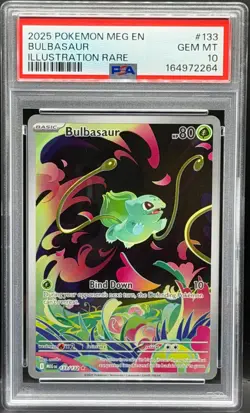 2025 Pokemon Mega Evolution Bulbasaur Illustration Rare #133/132 PSA 10 GEM MINT - Image 1
