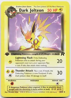 Dark Jolteon 38/82 Uncommon Team Rocket Pokemon 1st Edition Lightly Played - Image 1