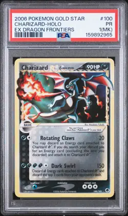 2006 POKEMON EX DRAGON FRONTIERS GOLD STAR #100 CHARIZARD-HOLO PSA 1 MK - Image 1
