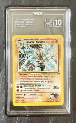 Pokemon Cards: Giovanni’s Machamp 6/132 Gym Challenge: TAG 10 POP 1 Rank 1: WOTC - Image 1