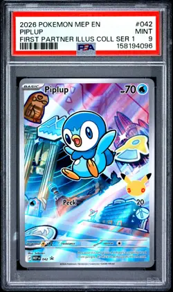 PSA 9 MINT - Piplup #042 Mega Evolution First Partner Series 1 Promo - Image 1