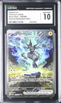 2025 POKEMON BLACK BOLT SPECIAL ILLUSTRATION RARE #166 ZEKROM EX CGC 10 GEM MINT - Image 1