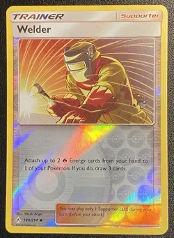 Welder Reverse Holo Trainer 189/214 Pokemon TCG Sun & Moon Unbroken Bonds NM - Image 1