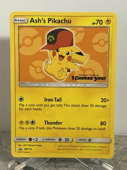 Pokemon TCG Ash's Pikachu SM110 Black Star Promo 2017 - Image 1
