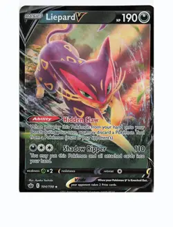 LIEPARD V 104/198 Holo V Rare CHILLING REIGN Pokemon Holo Near Mint - Image 1