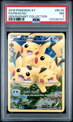 2016 POKEMON XY GENERATIONS RADIANT COLLECTION #RC29 FULL ART/PIKACHU PSA 7 - Image 1