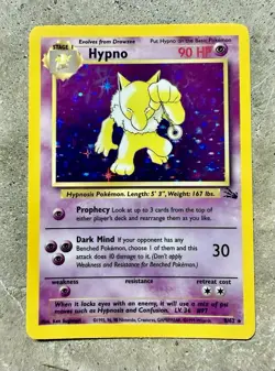 Pokemon Hypno Holo Rare 8/62 Fossil Set WOTC 1999 Vintage Trading Card - Image 1