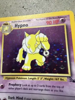 Pokemon Hypno Holo Rare 8/62 Fossil Set WOTC 1999 Vintage Trading Card - Image 5