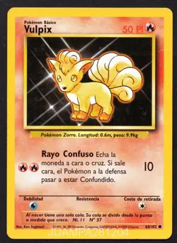 VULPIX 68/102 BASE SET CROMO POKEMON EDICION 1999 TCG ESPANOL - Image 1
