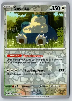 Snorlax 143/165 Uncommon 151 Pokemon Near Mint - Image 1