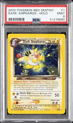 2002 POKEMON NEO DESTINY #1 DARK AMPHAROS-HOLO PSA 9 - Image 1