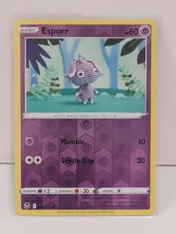 Pokemon TCG Espurr 081/195 Silver Tempest Reverse Holo Common Pokemon Near Mint - Image 1
