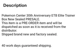 PRESALE Pokemon Center 30th Anniversary ETB Sealed (order confirmed) - Image 4