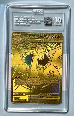 2025 POKEMON PHANTASMAL FLAMES MEGA CHARIZARD X EX HYPER RARE 130 /094 TAG 10 - Image 1
