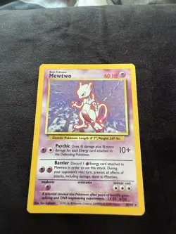 Pokemon TCG Mewtwo Base Set Holo Unlimited Rare Card 10/102 LP Pokemon - Image 1