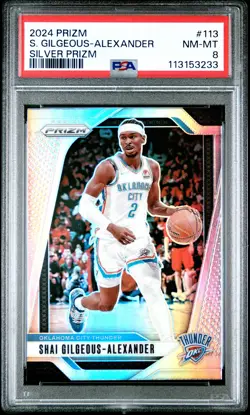 2024 PANINI PRIZM SILVER PRIZM #113 SHAI GILGEOUS-ALEXANDER PSA 8 - Image 1