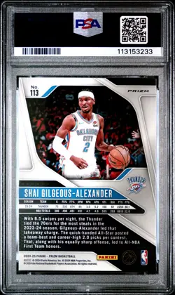 2024 PANINI PRIZM SILVER PRIZM #113 SHAI GILGEOUS-ALEXANDER PSA 8 - Image 2