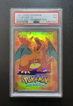 PSA 7 Charizard E6 Topps Pokemon 1999 Movie Edition Rainbow Foil - Image 1