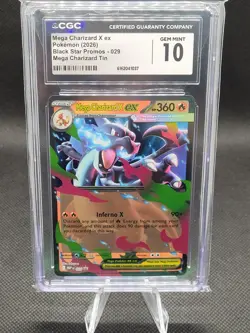 Mega Charizard X ex 029 Me: Mega Evolution Black Star Promo CGC 10 - Image 1