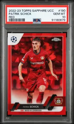 2022-23 Topps Chrome Sapphire UCC Red Patrik Schick PSA 10 POP 2 - Image 1