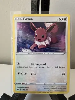 Eevee SWSH127 SWSH: Sword & Shield Black Star Promo Pokemon Card Cosmos Holo MP - Image 1