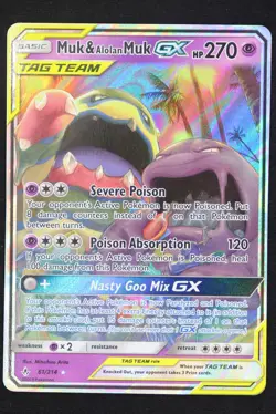 Muk & Alolan Muk GX - 61 - Unbroken Bonds - Pokemon Card - Near Mint - Image 1