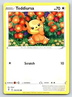 Teddiursa 126/203 Common Evolving Skies Pokemon Near Mint - Image 1