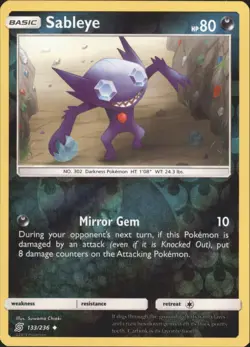 SABLEYE 133/236 UNCOMMON UNIFIED MINDS POKEMON REVERSE HOLO NM - Image 1