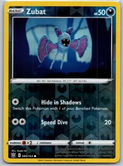 Zubat 089/163 Common Battle Styles Pokemon Reverse Holo Near Mint - Image 1