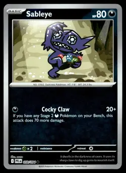 Sableye 059/094 Common Phantasmal Flames Pokemon Reverse Holo Lightly Played - Image 1