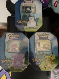 3 Tin Set Pikachu Snorlax Blissey Pokemon GO Sealed TCG NEW Lot - Image 1