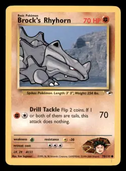 Pokemon Brock's Rhyhorn 70/132 Gym Heroes Englisch - Image 1