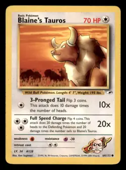 Pokemon Blaine's Tauros 64/132 Gym Heroes Englisch - Image 1