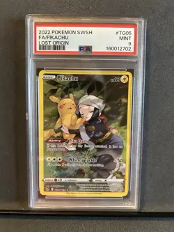 2022 Pokemon SWSH Lost Origin Full Art Pikachu #TG05/TG30, PSA Mint 9 - Image 1