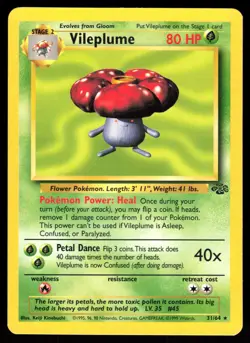 POKEMON VILEPLUME JUNGLE 31/64 UNLIMITED RARE HP - Image 1