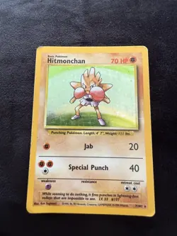 Pokemon TCG Hitmonchan Base Set, Holo Unlimited Rare Card 7/102 - Image 1